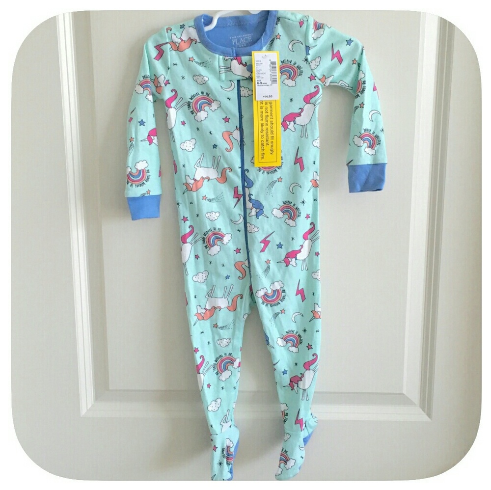 ❤NWT Childrens Place girls unicorn footed sleeper